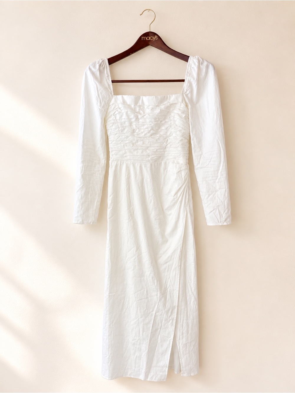 Reformation Isaac Dress White Puff Sleeve Midi Bridal Dress Size 6